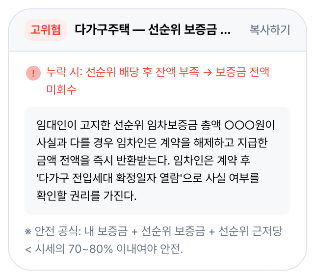 고위험 · 다가구라면 선순위 보증금