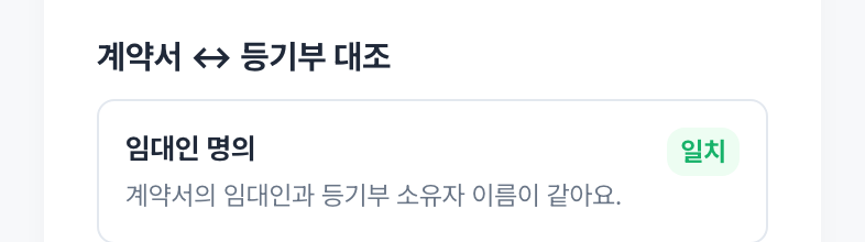 계약서 임대인과 등기부 소유자 대조